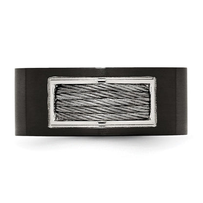 Edelstahl Poliert Schwarz Ip Beschichtet Grau Draht Einlage 10mm Ring