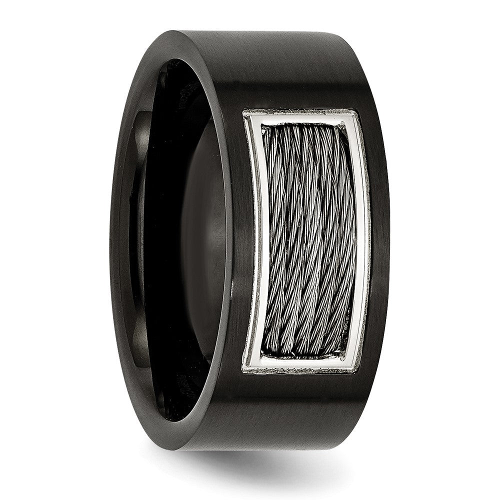 Edelstahl Poliert Schwarz Ip Beschichtet Grau Draht Einlage 10mm Ring
