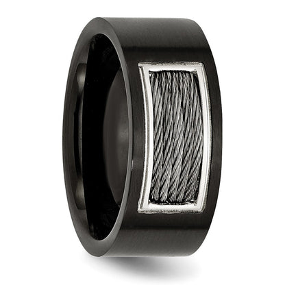 Edelstahl Poliert Schwarz Ip Beschichtet Grau Draht Einlage 10mm Ring