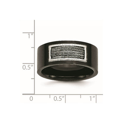 Edelstahl Poliert Schwarz Ip Beschichtet Grau Draht Einlage 10mm Ring