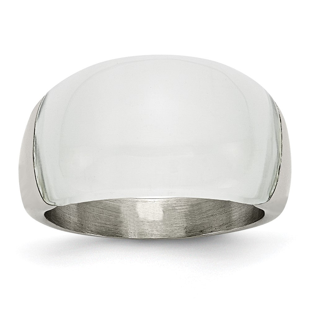 Edelstahl 12mm Katze Auge Ring (size 6 Nur)
