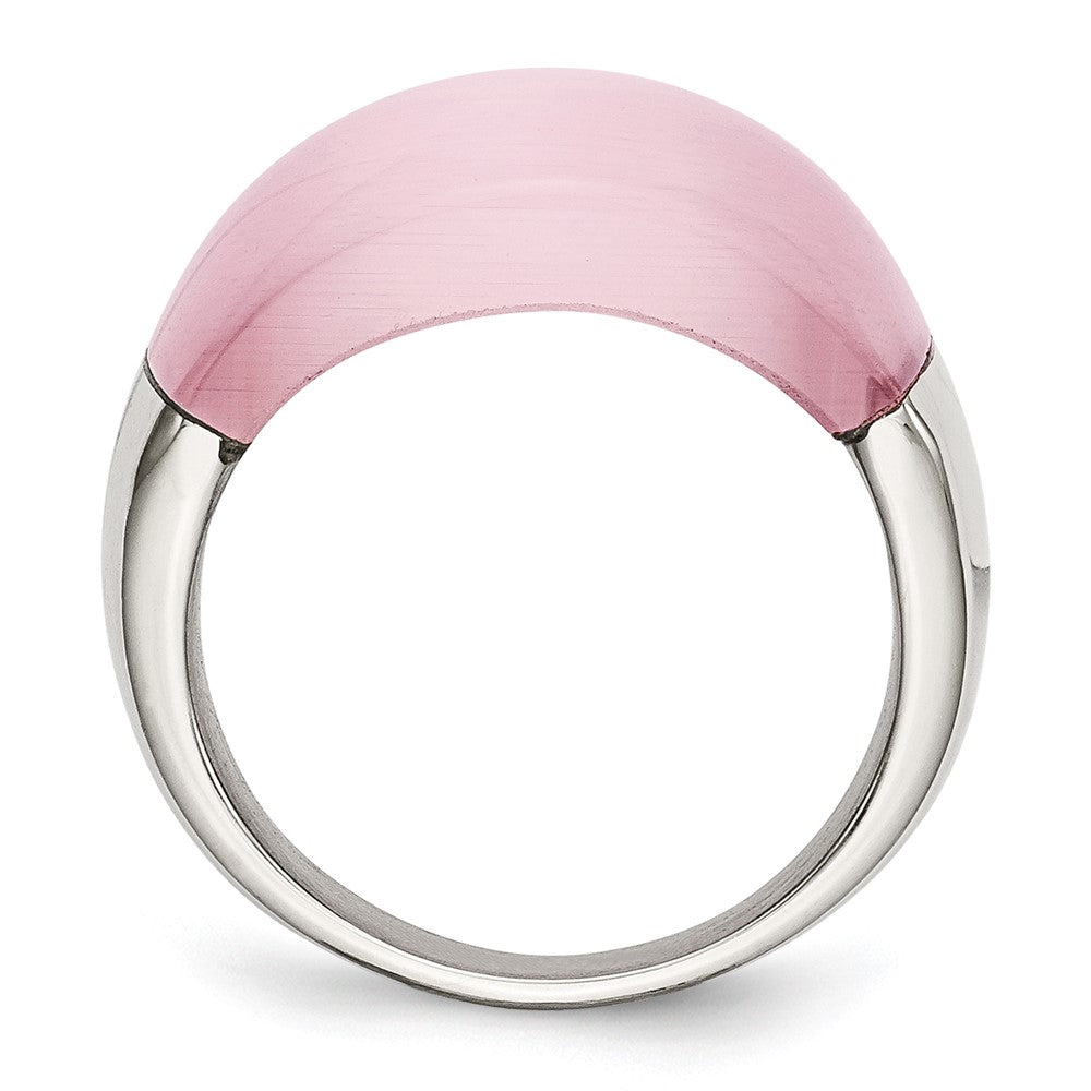 Edelstahl 12mm Rosa Katze Auge Ring (size 6 Nur)