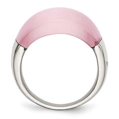 Edelstahl 12mm Rosa Katze Auge Ring (size 6 Nur)