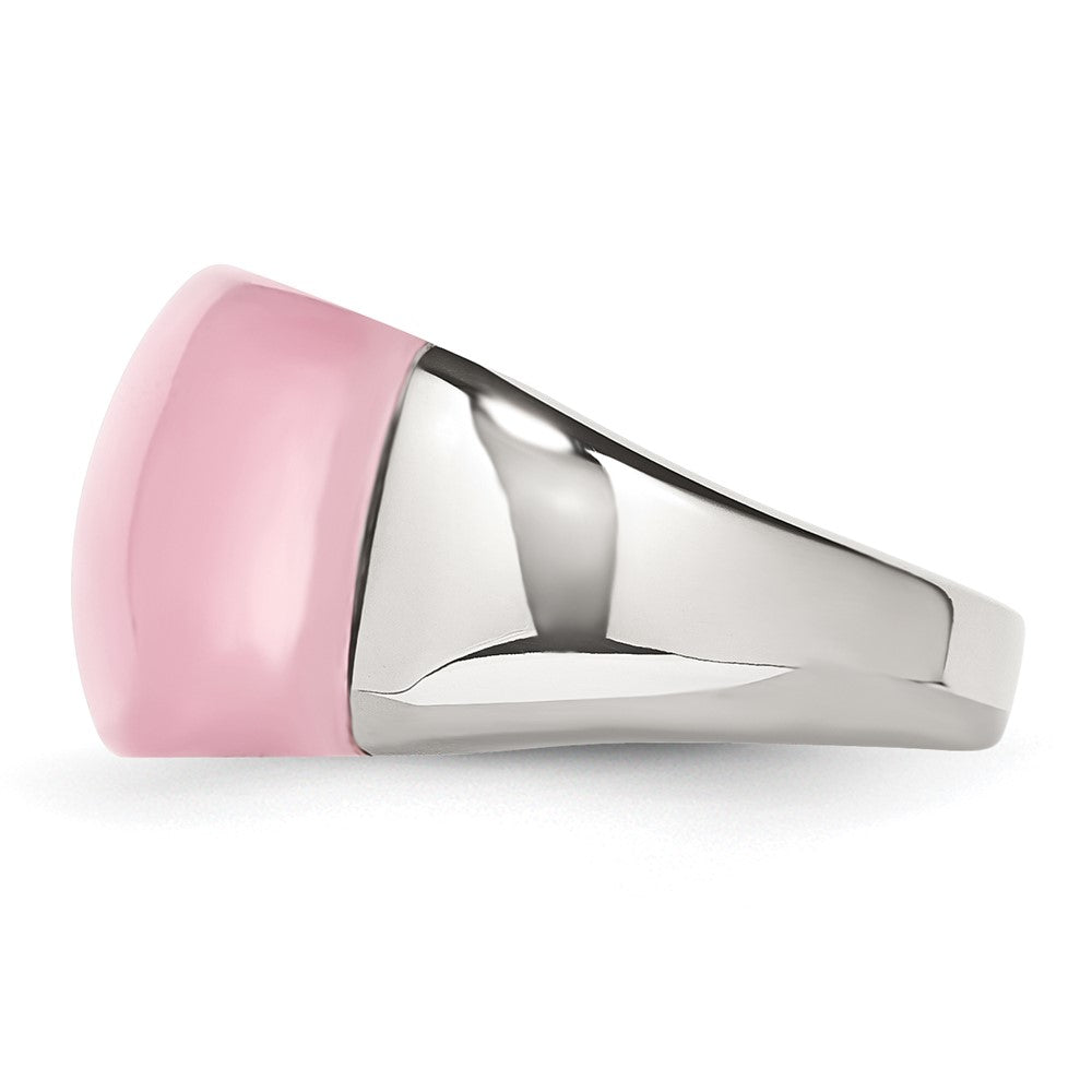 Edelstahl 12mm Rosa Katze Auge Ring (size 6 Nur)