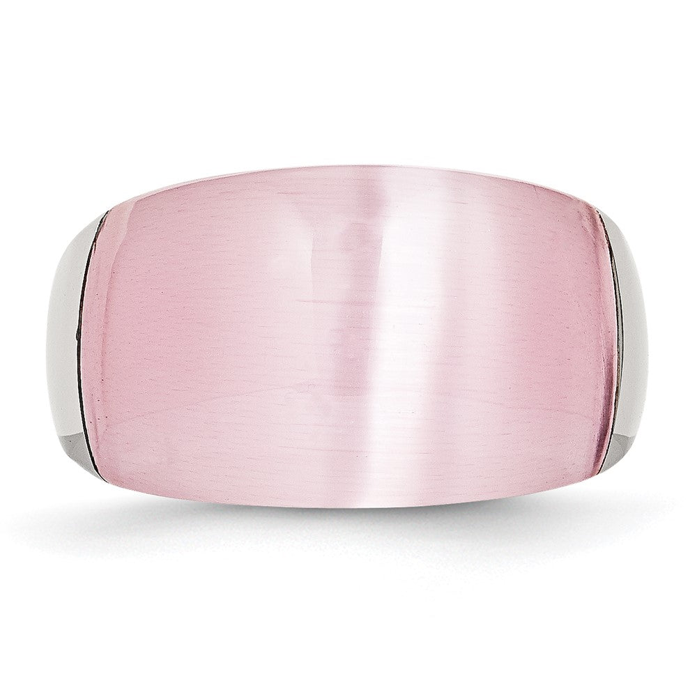 Edelstahl 12mm Rosa Katze Auge Ring (size 6 Nur)