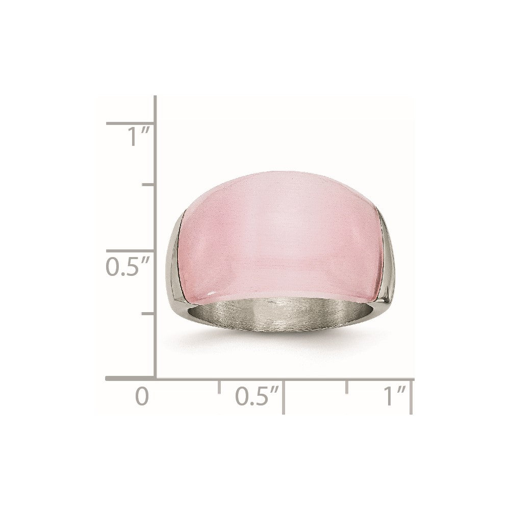 Edelstahl 12mm Rosa Katze Auge Ring (size 6 Nur)