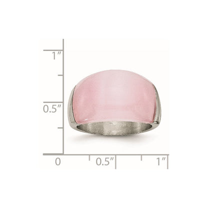 Edelstahl 12mm Rosa Katze Auge Ring (size 6 Nur)