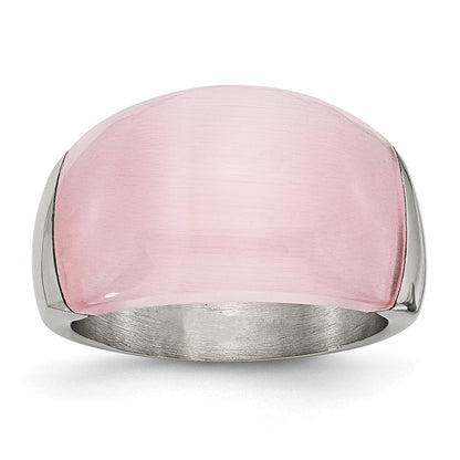 Edelstahl 12mm Rosa Katze Auge Ring (size 6 Nur)