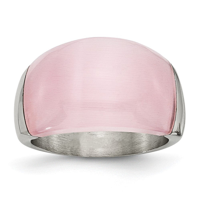 Edelstahl 12mm Rosa Katze Auge Ring (size 6 Nur)