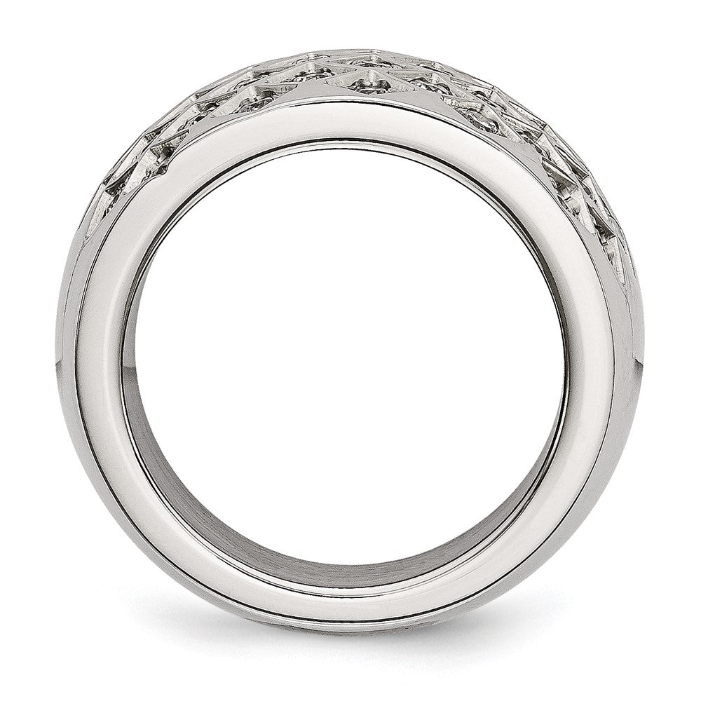 Edelstahl Weiß Czs Poliert Ring (size 6 Nur)