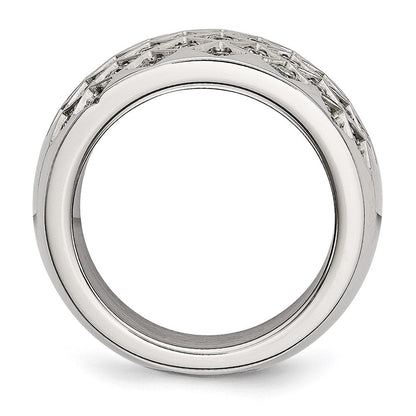 Edelstahl Weiß Czs Poliert Ring (size 6 Nur)