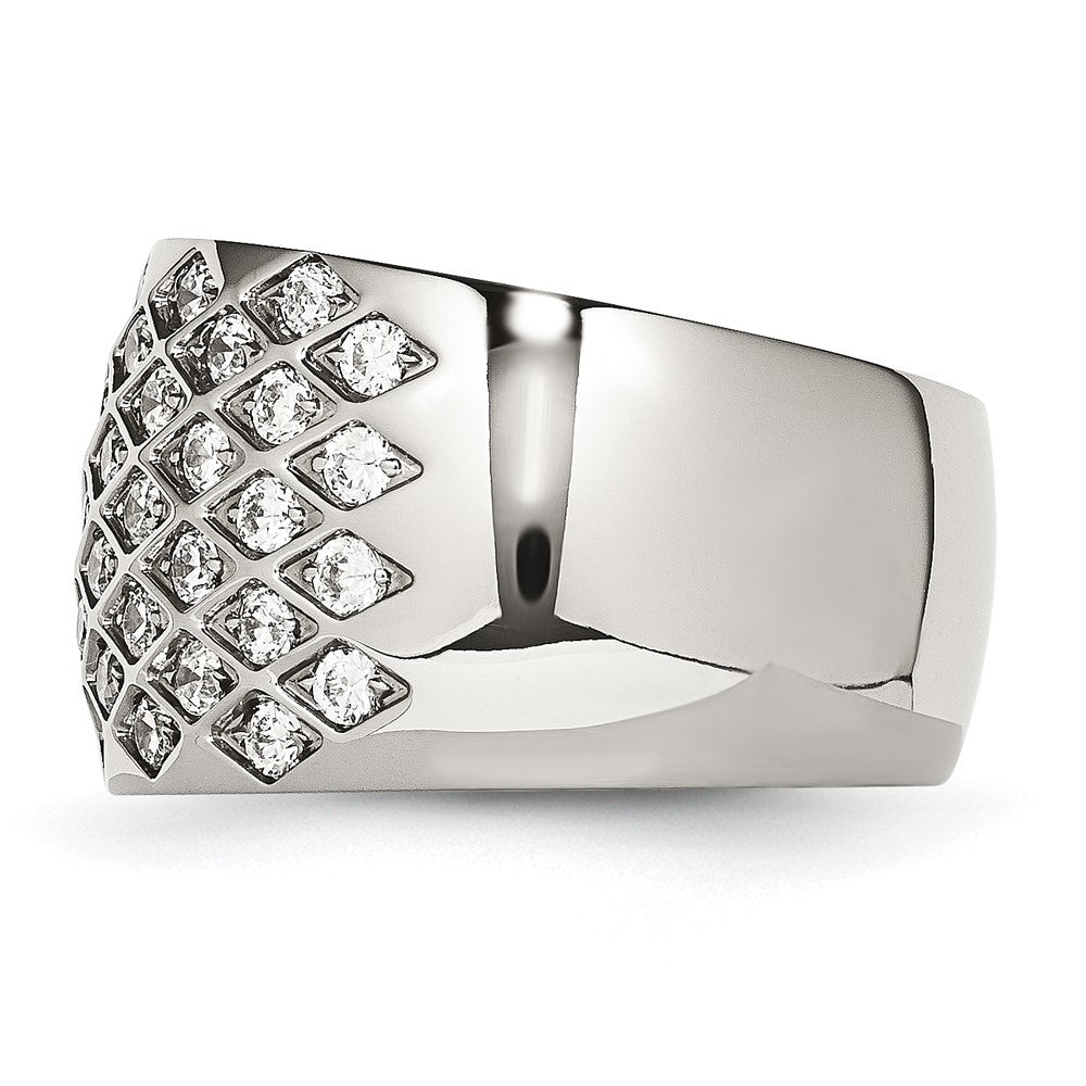 Edelstahl Weiß Czs Poliert Ring (size 6 Nur)