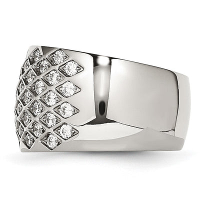 Edelstahl Weiß Czs Poliert Ring (size 6 Nur)
