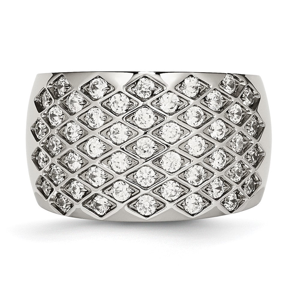 Edelstahl Weiß Czs Poliert Ring (size 6 Nur)