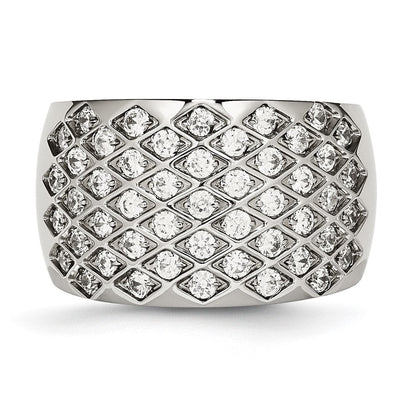Edelstahl Weiß Czs Poliert Ring (size 6 Nur)