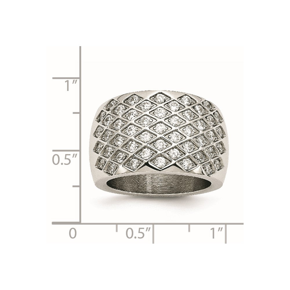 Edelstahl Weiß Czs Poliert Ring (size 6 Nur)