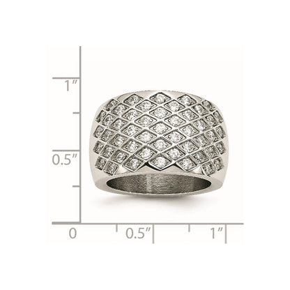 Edelstahl Weiß Czs Poliert Ring (size 6 Nur)