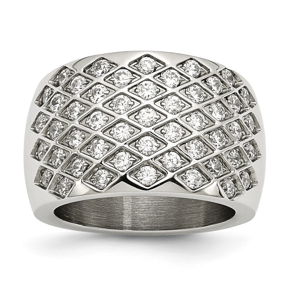 Edelstahl Weiß Czs Poliert Ring (size 6 Nur)