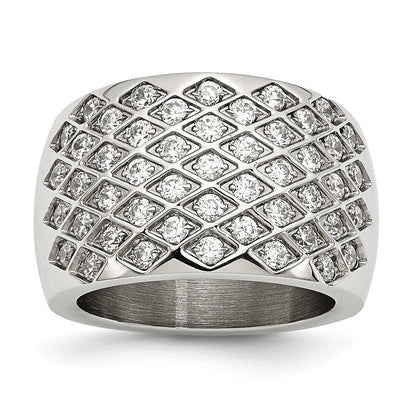 Edelstahl Weiß Czs Poliert Ring (size 6 Nur)