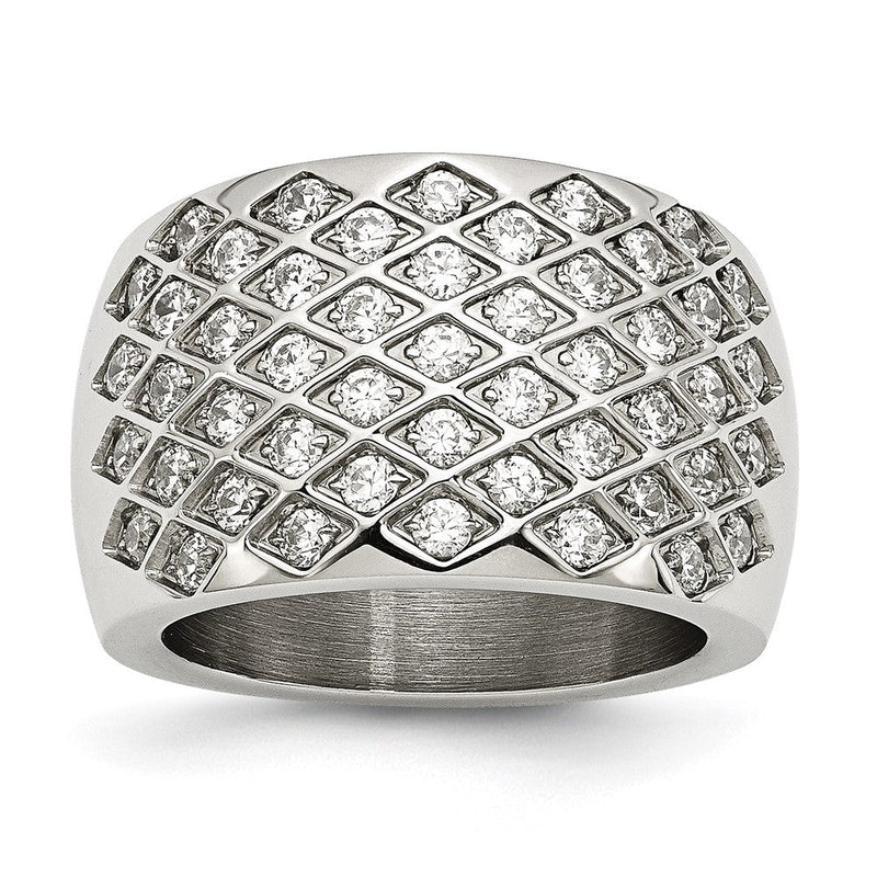 Edelstahl Weiß Czs Poliert Ring (size 6 Nur)
