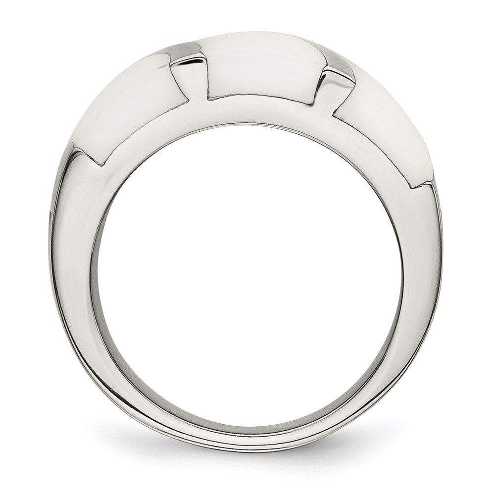 Edelstahl Weiß Emaille Ring (size 6 Nur)