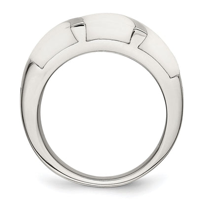 Edelstahl Weiß Emaille Ring (size 6 Nur)