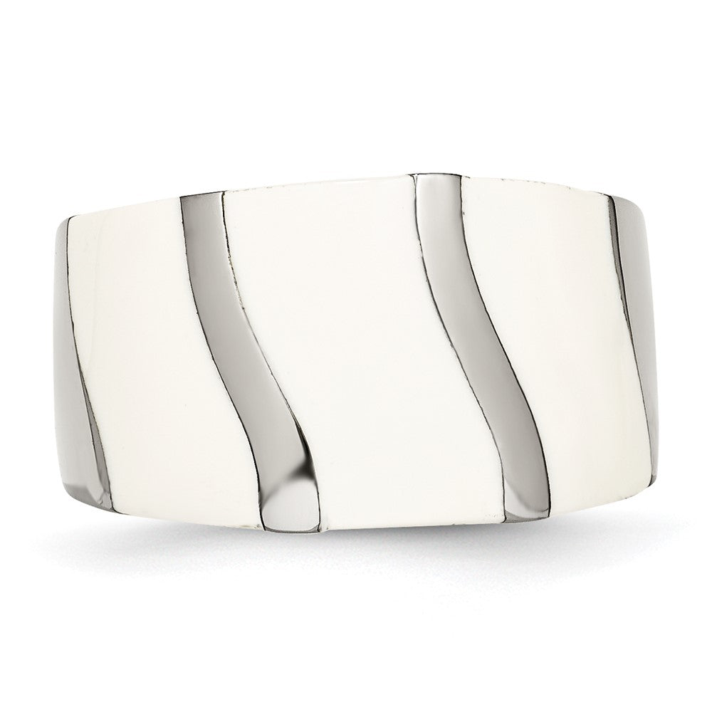 Edelstahl Weiß Emaille Ring (size 6 Nur)