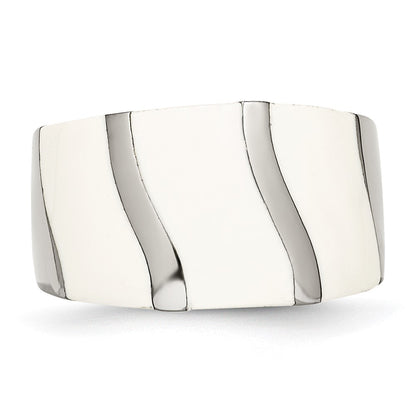 Edelstahl Weiß Emaille Ring (size 6 Nur)