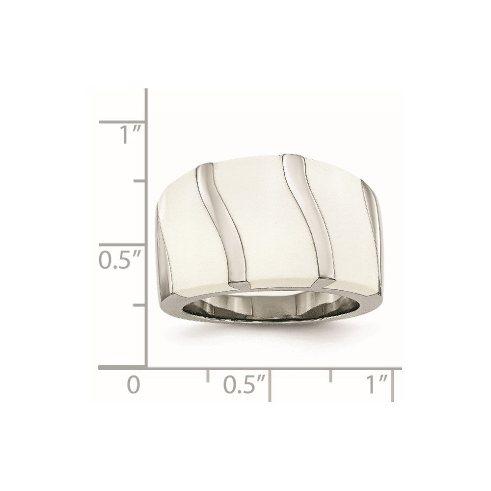 Edelstahl Weiß Emaille Ring (size 6 Nur)