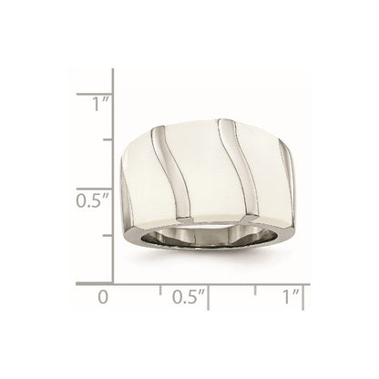 Edelstahl Weiß Emaille Ring (size 6 Nur)