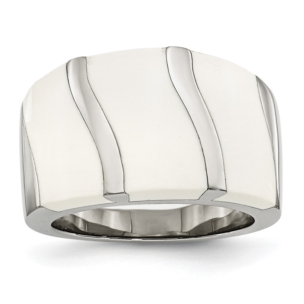 Edelstahl Weiß Emaille Ring (size 6 Nur)
