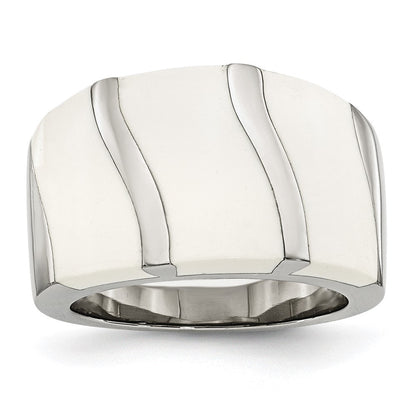 Edelstahl Weiß Emaille Ring (size 6 Nur)