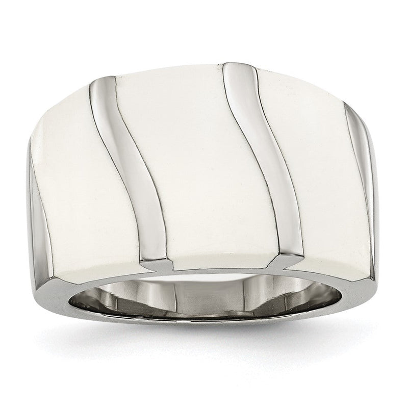 Edelstahl Weiß Emaille Ring (size 6 Nur)
