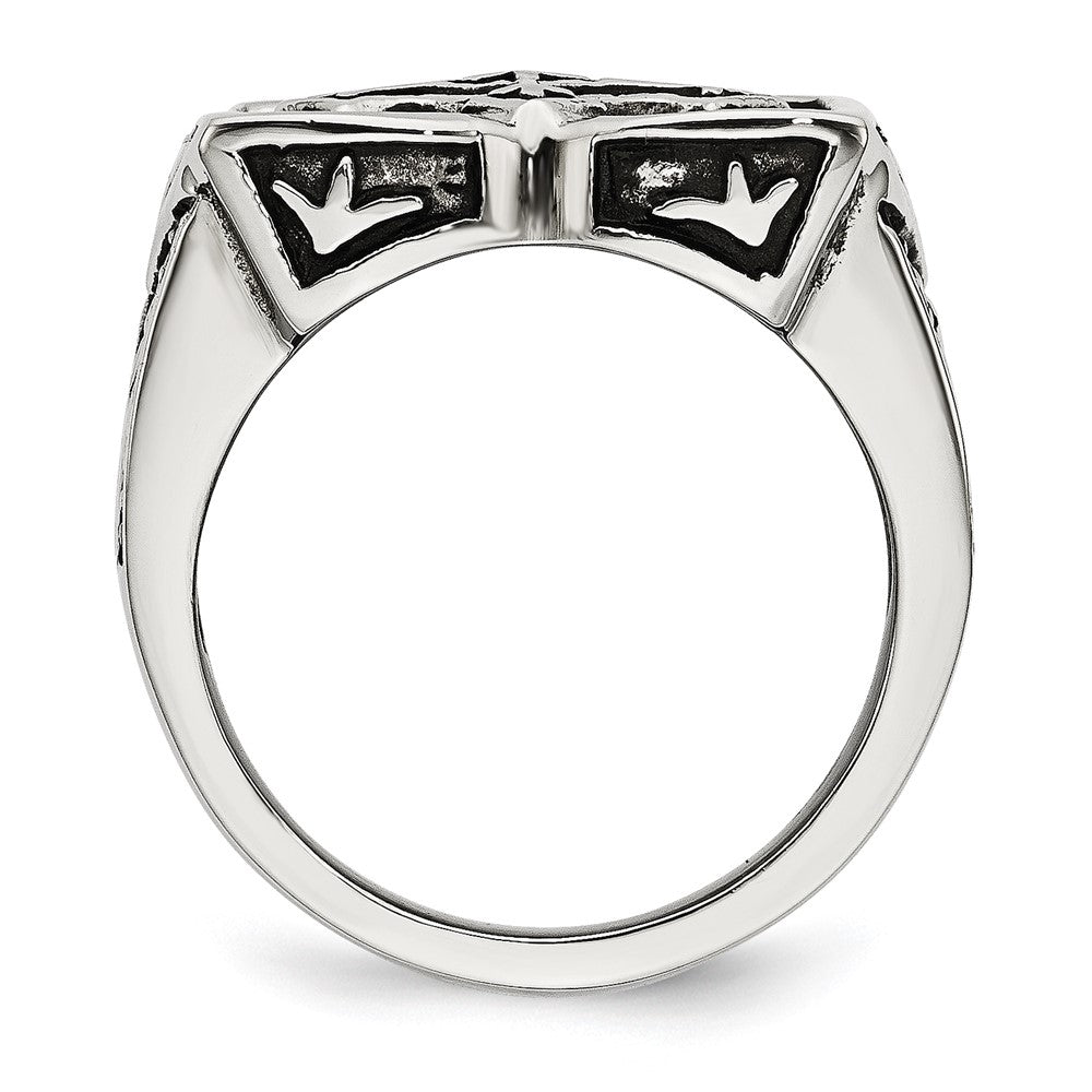 Edelstahl Antikisiert Kreuz Ring