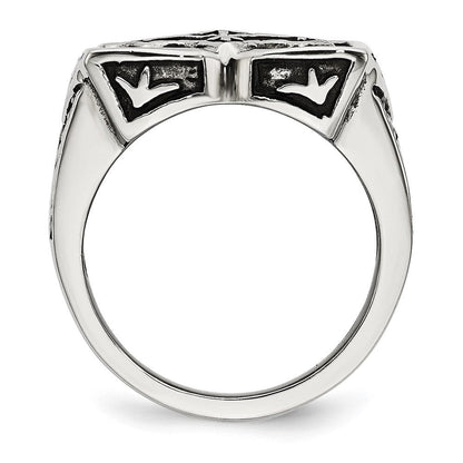 Edelstahl Antikisiert Kreuz Ring