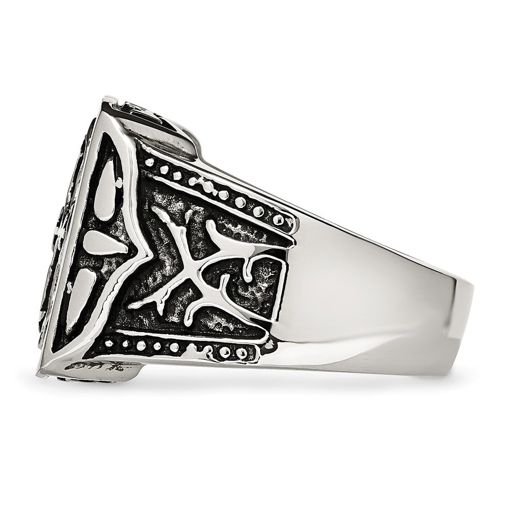 Edelstahl Antikisiert Kreuz Ring