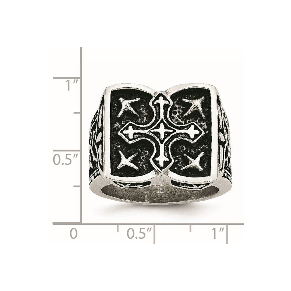 Edelstahl Antikisiert Kreuz Ring