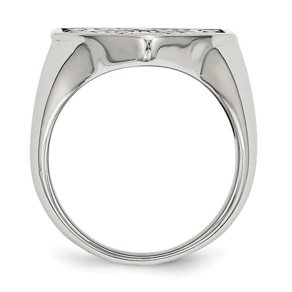 Edelstahl Kreuz Schwarz Diamant Antikisiert Shield Ring (size 9 Nur)