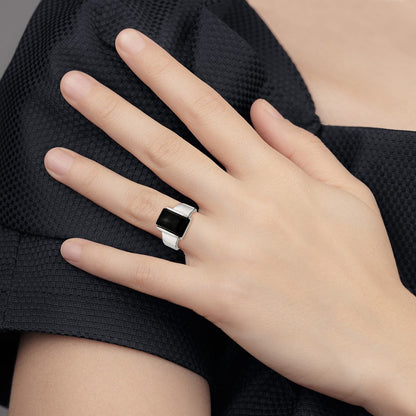 Edelstahl Schwarz Glas Ring