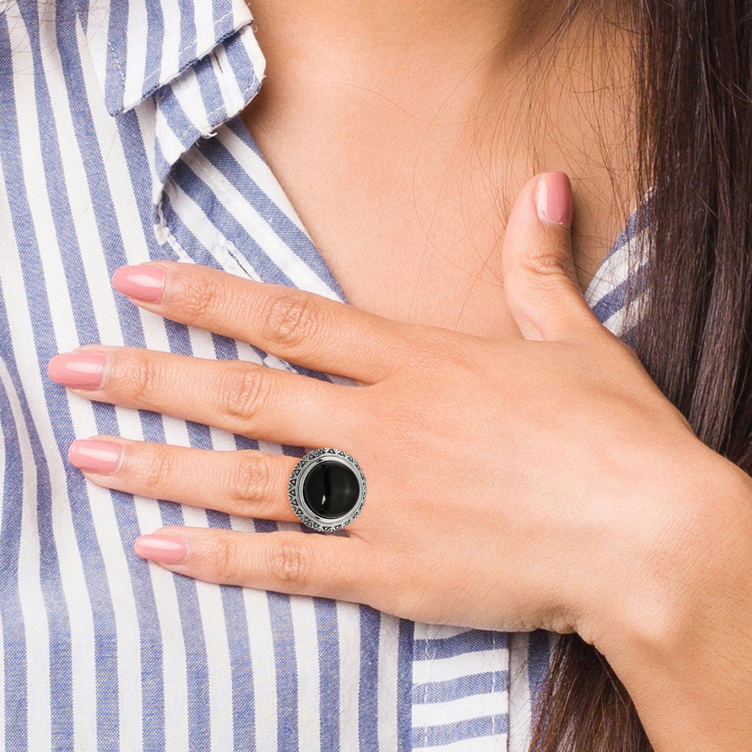 Edelstahl Schwarz Glas Strukturiert Kante Ring