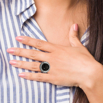 Edelstahl Schwarz Glas Strukturiert Kante Ring