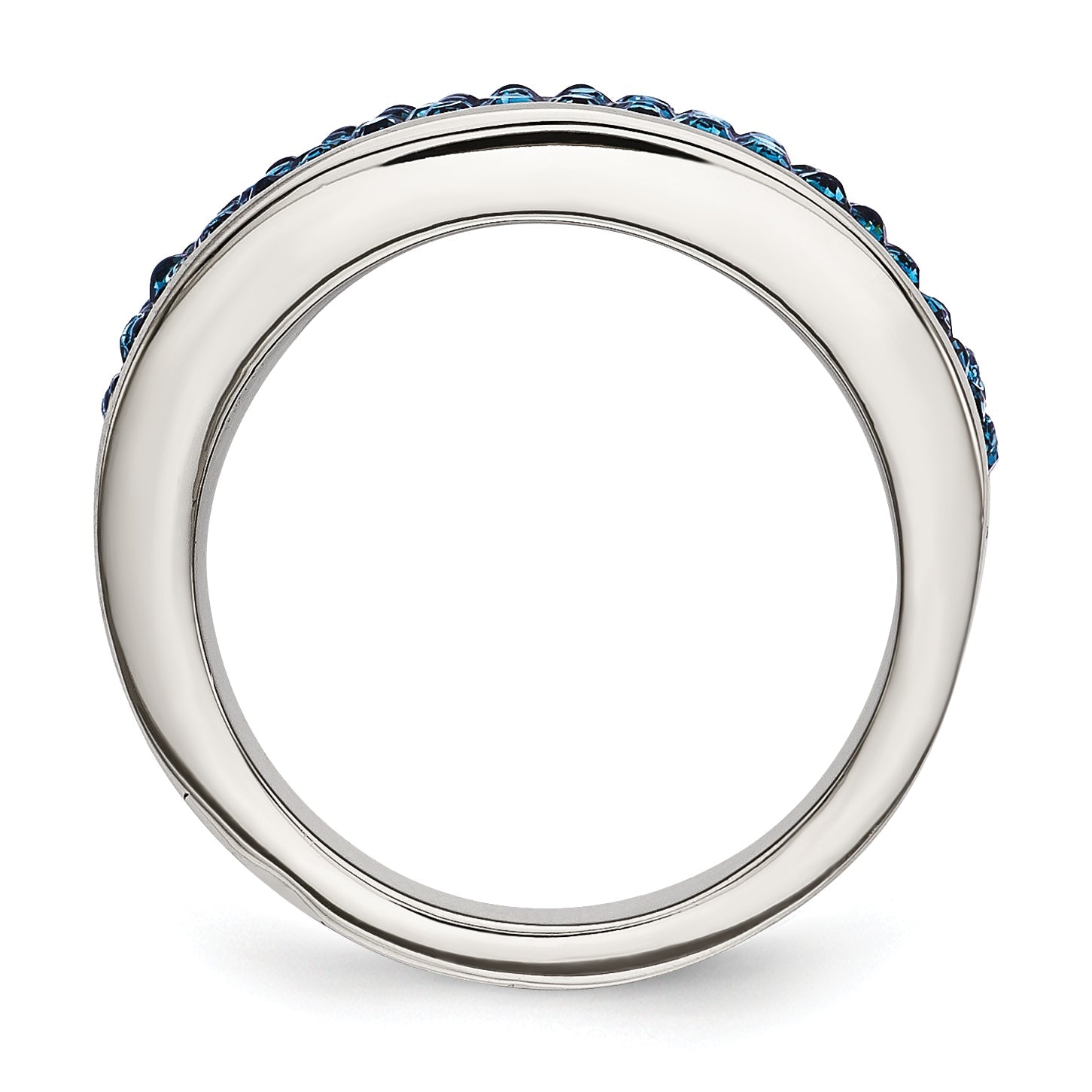 Edelstahl Blau Kristall Poliert Ring