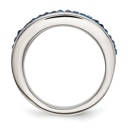 Edelstahl Blau Kristall Poliert Ring