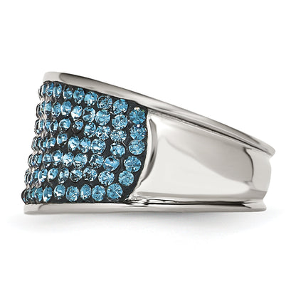 Edelstahl Blau Kristall Poliert Ring