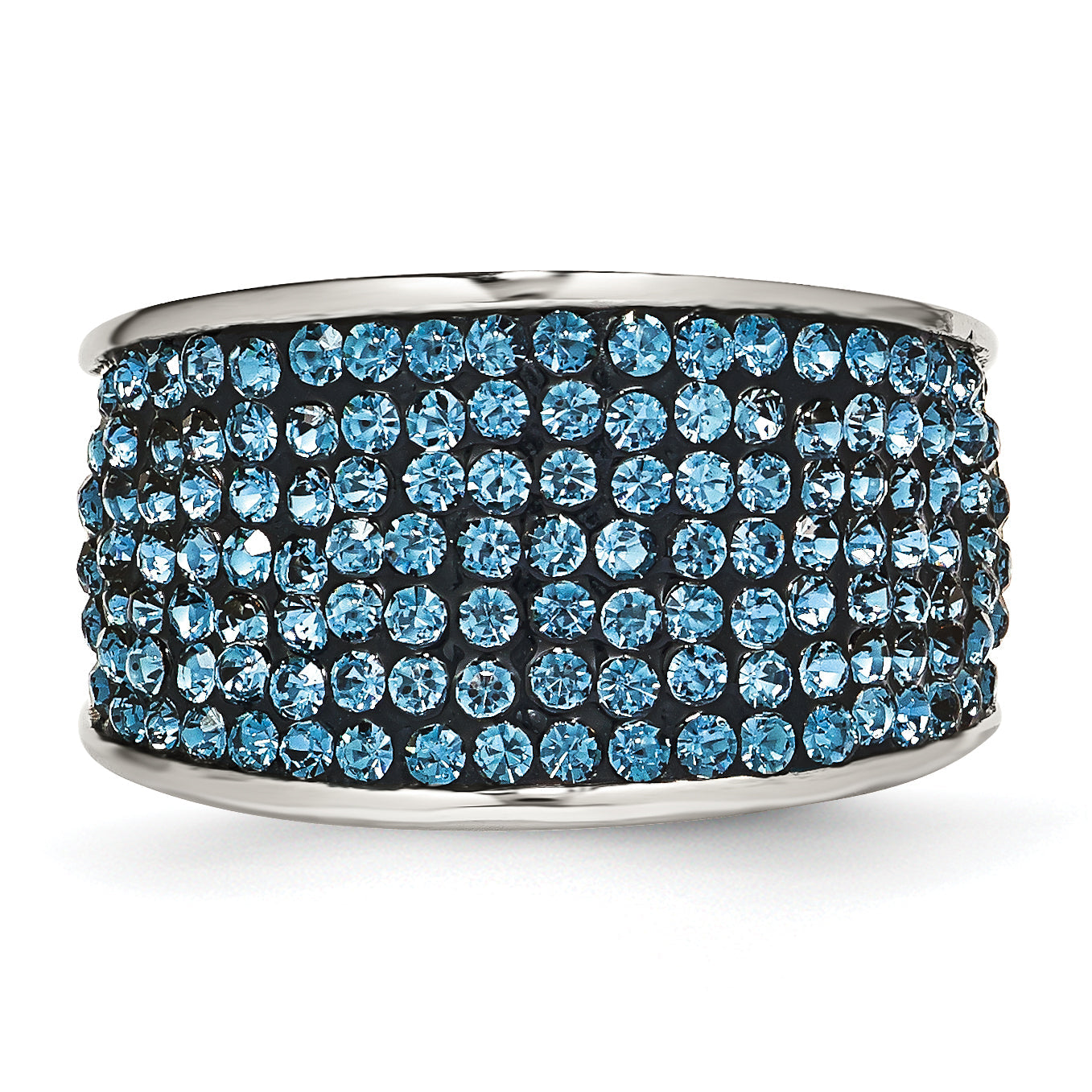 Edelstahl Blau Kristall Poliert Ring