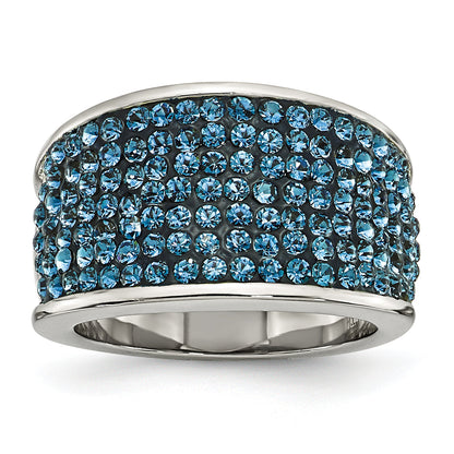 Edelstahl Blau Kristall Poliert Ring