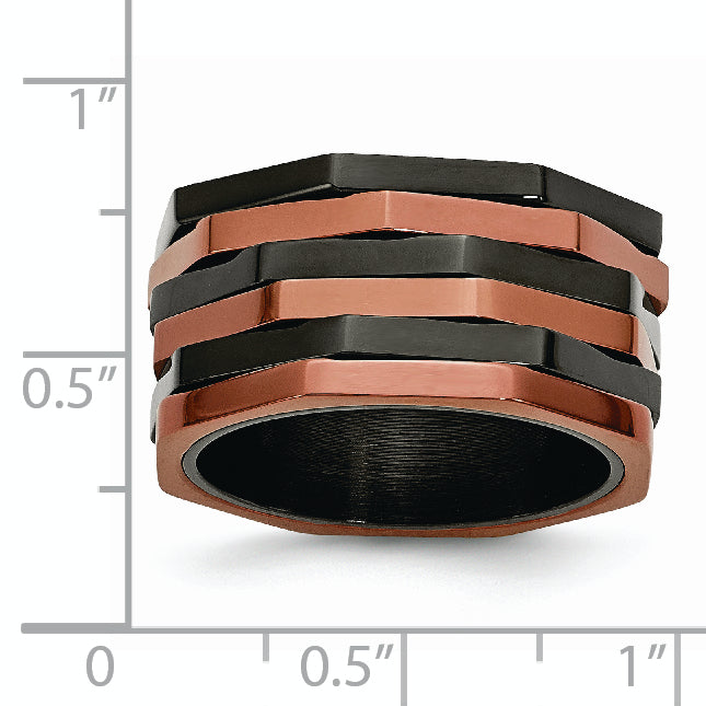 Edelstahl Poliert Schwarz & Braun Ip Beschichtet Beweglich 12mm Ring