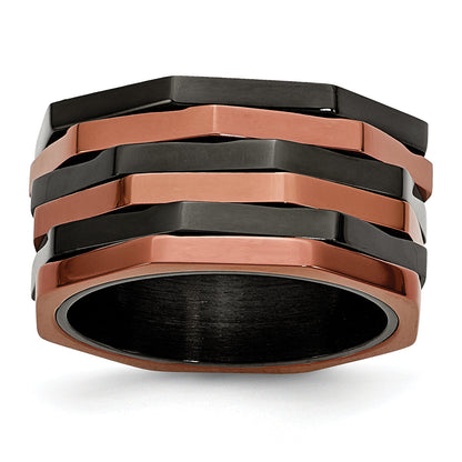 Edelstahl Poliert Schwarz & Braun Ip Beschichtet Beweglich 12mm Ring