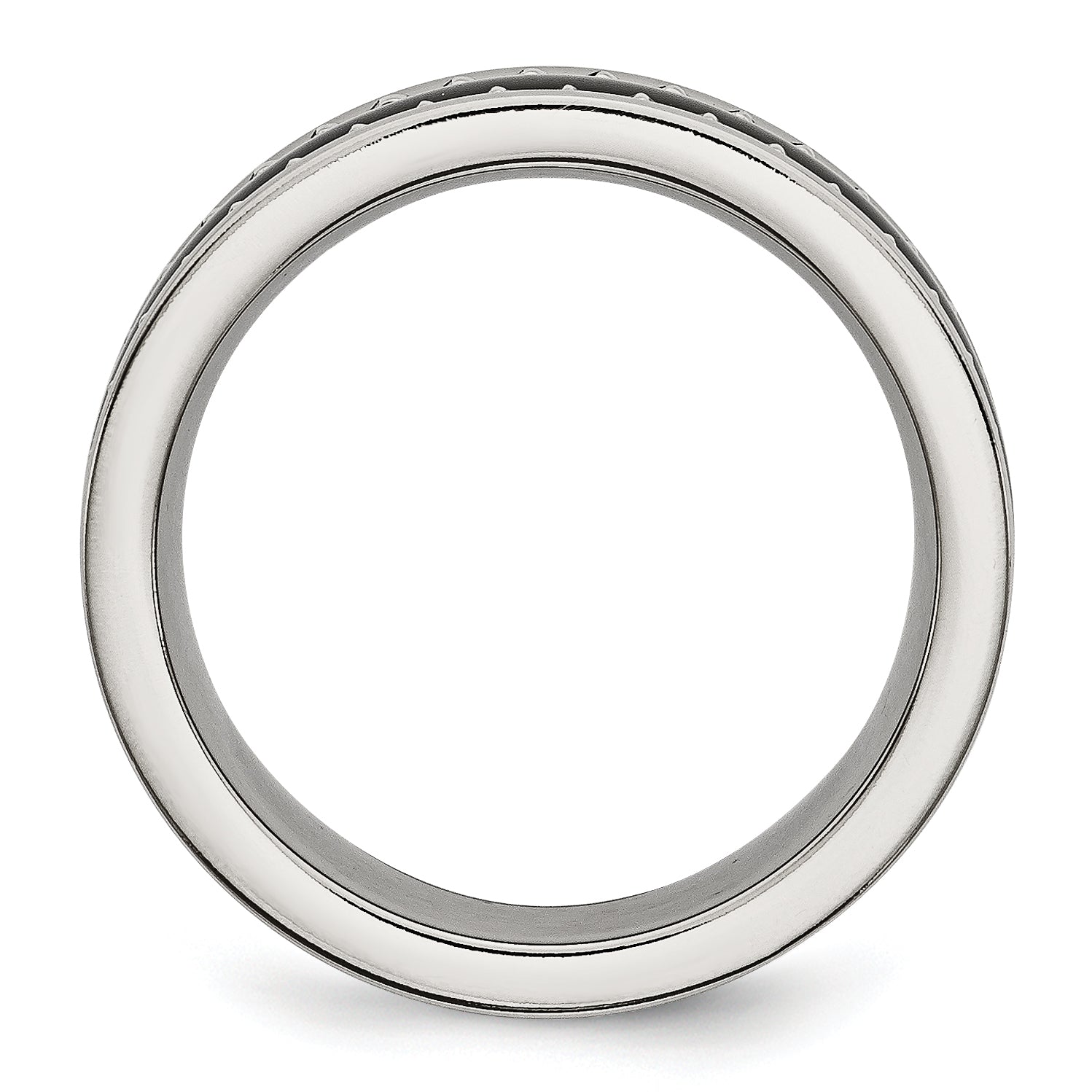 Edelstahl mit Sawtooth Akzente & Schwarz Keramik Mittig Ring