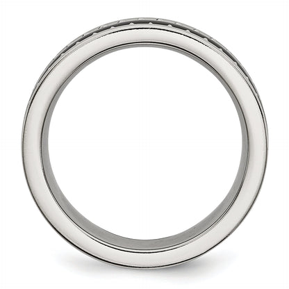 Edelstahl mit Sawtooth Akzente & Schwarz Keramik Mittig Ring